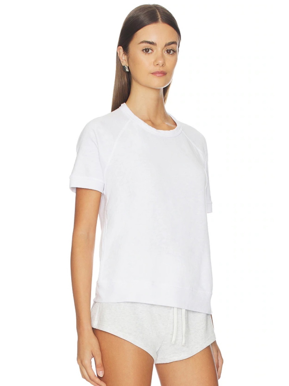 James Perse French Terry Short Sleeve Sweatshirt White Size 2 Size Medium EUC! - Picture 3 of 11